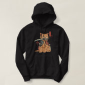 Japanese Samurai Ninja Cat Kawaii Tattoo Graphic Hoodie (Design vorne)