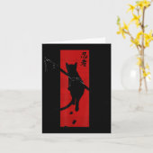 Japanese Samurai Ninja Cat Kawaii Tattoo Graphic Karte (Gelbe Blume)