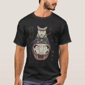 Japanese Samurai Ninja Cat On Daruma Traditional T T-Shirt (Vorderseite)
