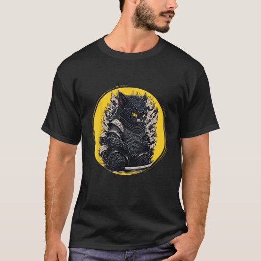 Japanese Samurai Ninja Cat T-Shirt (Vorderseite)