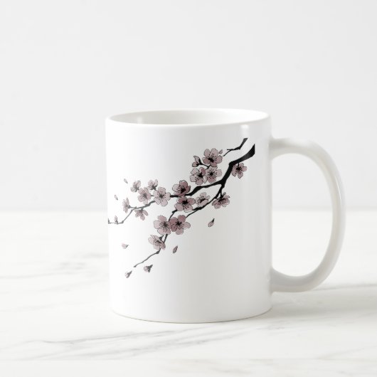 Japanese Samurai × Sakura Ink Art Kaffeetasse (Rechts)