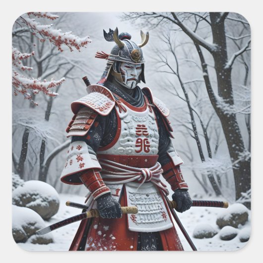 Japanese Samurai square sticker (Vorderseite)