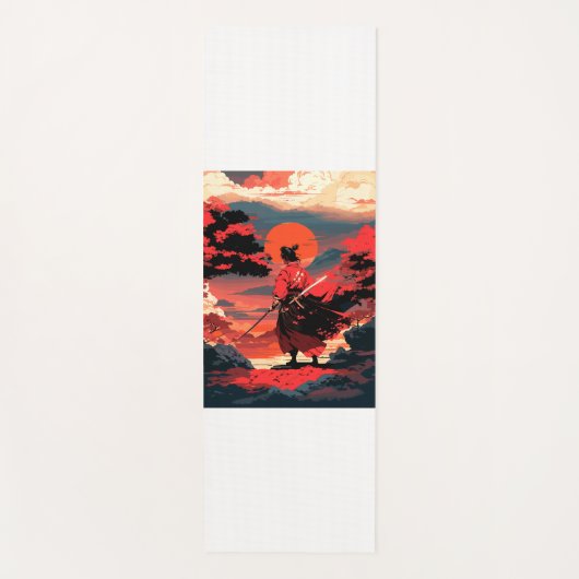 Japanese samurai warrior and retro sunset yogamatte (Vorderseite)