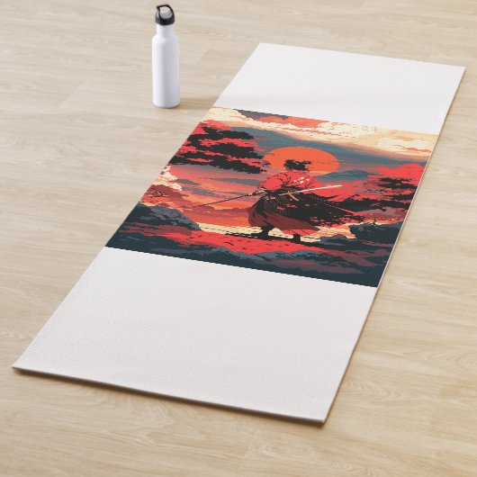Japanese samurai warrior and retro sunset yogamatte (Beispiel)