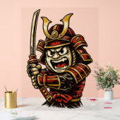 Japanese Samurai Warrior Red Armor Cartoon Art Acrylschild (Hochzeit)