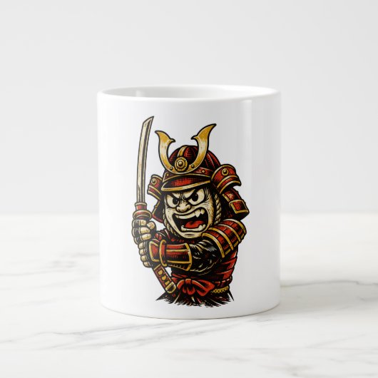 Japanese Samurai Warrior Red Armor Cartoon Art Jumbo-Tasse (Vorderseite)