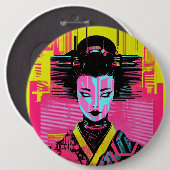 Japanese samurai woman button (Vorne & Hinten)