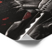 Japanese samurai woman with tattoo under full moon poster (Ecke)