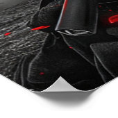 Japanese samurai woman with tattoo under full moon poster (Ecke)