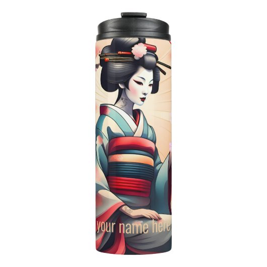 JAPANESE SCHAUTY GEISHA FRAU CHERRY BLOSSOMS THERMOSBECHER (Vorderseite)