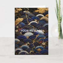 Japanese Seigaiha Wave Kintsugi Art Personalized C