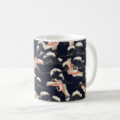 japanese Storks in vintintstyle on green backgrou Kaffeetasse (VorderseiteRechts)