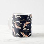 japanese Storks in vintintstyle on green backgrou Kaffeetasse (Vorderseite Links)