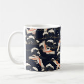 japanese Storks in vintintstyle on green backgrou Kaffeetasse (Links)