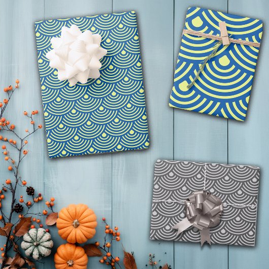 Japanese Style Fish Scales Pattern Geschenkpapier Set
