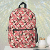 Japanese Style Pale Orange Floral Bamboo Backpackl Bedruckter Rucksack