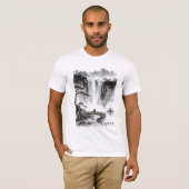 Japanese Sumi-e Waterfall Zen Explore Landscape T-Shirt (Vorne ganz)