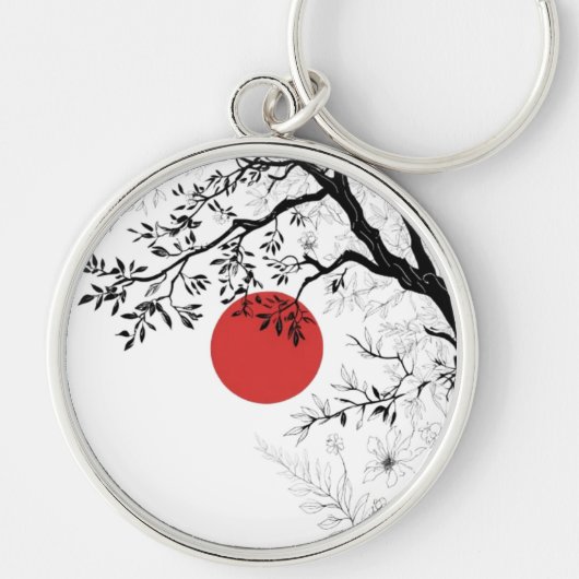 Japanese Sun & Nature Brush Art Schlüsselanhänger (Vorne)