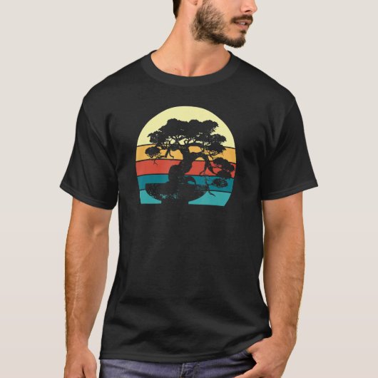 Japanese Sunset Japan Zen Retro Bonsai Tree T-Shirt (Vorderseite)