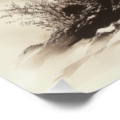 Japanese Sunset Tree - Red Sun Silhouette Art Poster (Ecke)