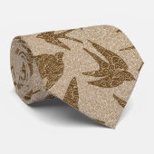 Japanese Swallows in Flight, Brown and Beige Krawatte (Gerollt)