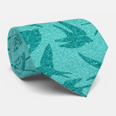 Japanese Swallows in Flight, Turquoise and Aqua Krawatte (Gerollt)