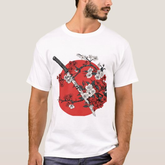 Japanese Sword & Cherry Blossom T-Shirt (Vorderseite)
