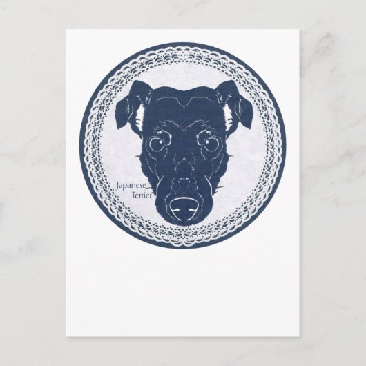 Japanese terrier paper-cutting /日本テリア・切り絵 トートバッグ postkarte (Vorderseite)