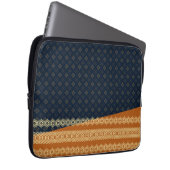 Japanese Tortoise and Diamond Pattern Gold Navy Laptopschutzhülle (Vorne Rechts)
