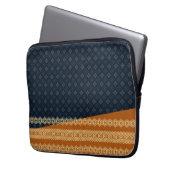 Japanese Tortoise and Diamond Pattern Gold Navy Laptopschutzhülle (Vorderseite Links)