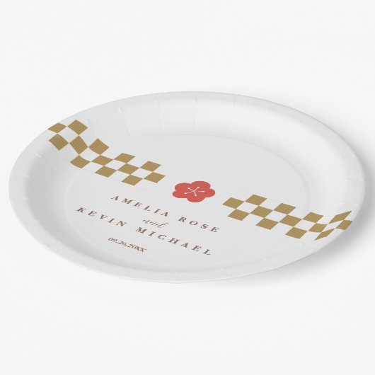 Japanese Touch Bridal Pappteller (Schrägansicht)