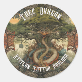 Japanese Tree Dragon Bonsai Tree AI Art Runder Aufkleber