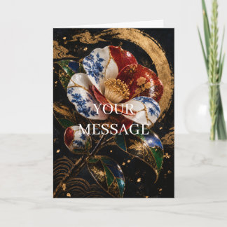 Japanese Tsubaki Camellia Gold Art Card Karte
