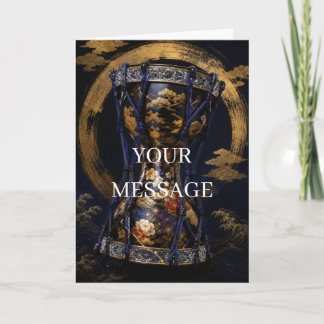 Japanese Tsuzumi Drum Gold Art Personalized Card Karte