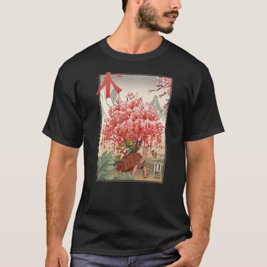 Japanese Turtle and butterfly Japanese Blossom tre T-Shirt (Vorderseite)