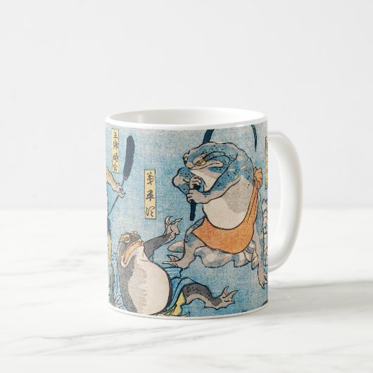 Japanese Ukiyo-e Frog — Custom Text Kaffeetasse (VorderseiteRechts)