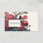Japanese Ukiyo-e Style Red Peony Black Bird Visitenkarte (Vorderseite)