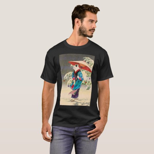 Japanese ukiyoe cat christmas T-Shirt (Vorne ganz)