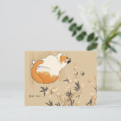 Japanese Ukiyoe Cat Postkarte (Stehend Vorderseite)