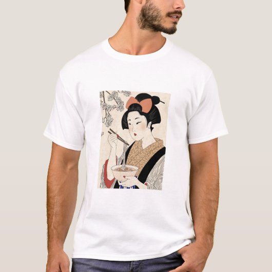 Japanese Ukiyoe Style Kimono Modern Girl T-Shirt (Vorderseite)