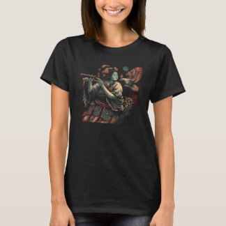 Japanese Vintage Graphic Artwork Tengu Goddess Pla T-Shirt