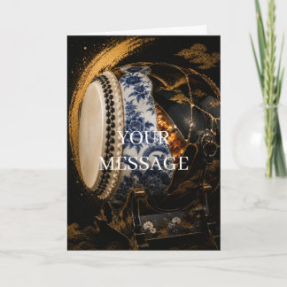 Japanese Wadaiko Drum Gold Art Card Karte