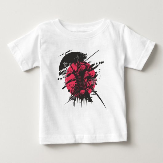"Japanese Warrior Art T-Shirt – Samurai in Red Ink (Vorderseite)