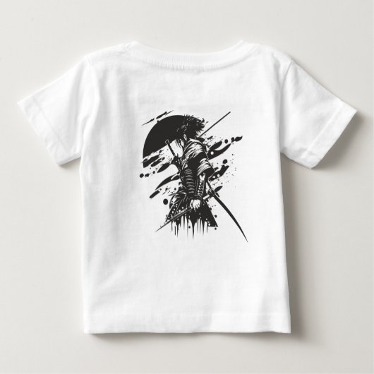 "Japanese Warrior Art T-Shirt – Samurai in Red Ink (Rückseite)
