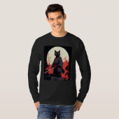 Japanese Warrior Cat Ninja Mask Kitsune T-Shirt (Vorne ganz)