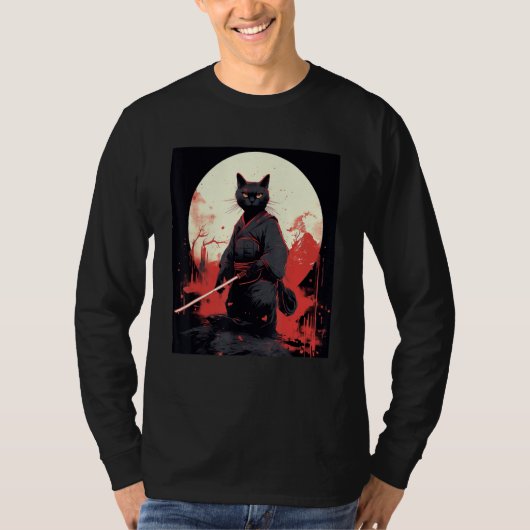Japanese Warrior Cat Ninja Mask Kitsune T-Shirt (Vorderseite)