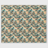 Japanese Watercolor Bonsai Orange Tree Botanical P Geschenkpapier (Flach)