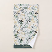 Japanese Watercolor Green Gold Bamboo Badhandtuch Set (Handtuch)