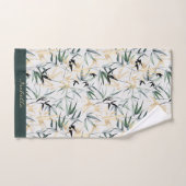 Japanese Watercolor Green Gold Bamboo Badhandtuch Set (Handtuch)