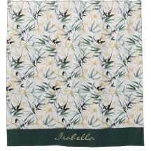 Japanese Watercolor Green Gold Bamboo